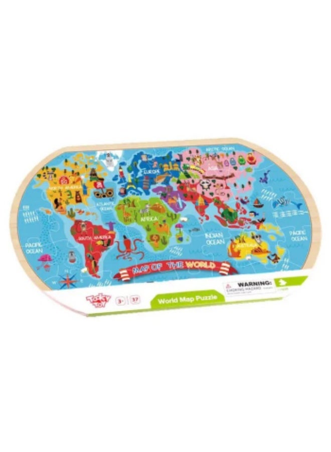 Tooky Toy Co World Map Puzzle – Wooden Educational Puzzle - Image 3